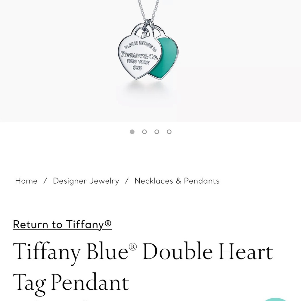 Tiffany Blue Double Heart Tag Pendant